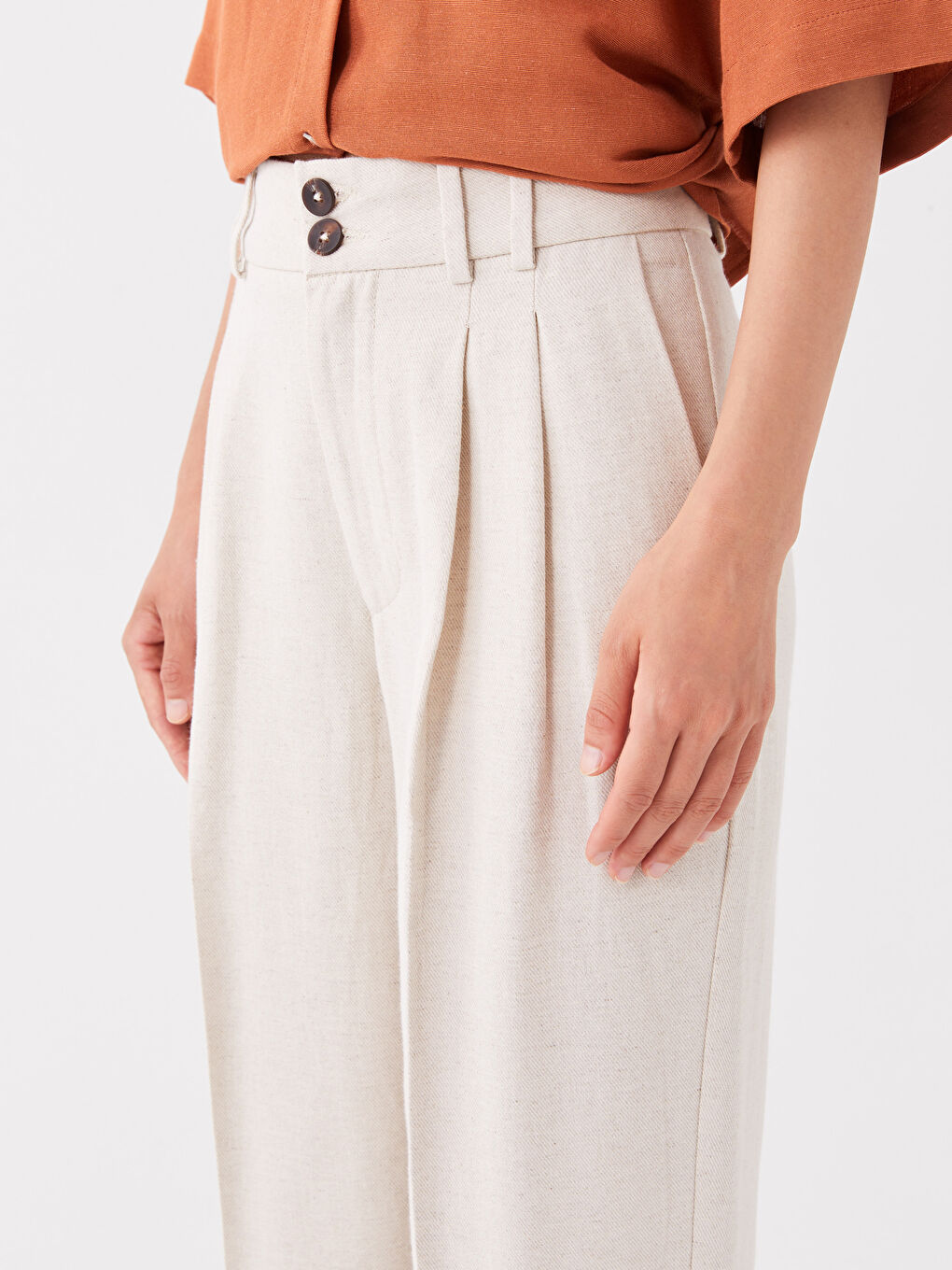 Comfortable Fit Plain Wide Leg Women's Trousers-1