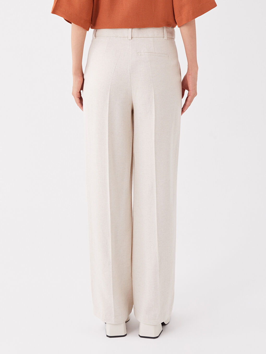 Comfortable Fit Plain Wide Leg Women's Trousers-3