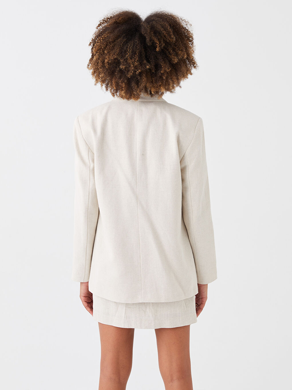 Ekru Düz Uzun Kollu Kadın Ceket-7
