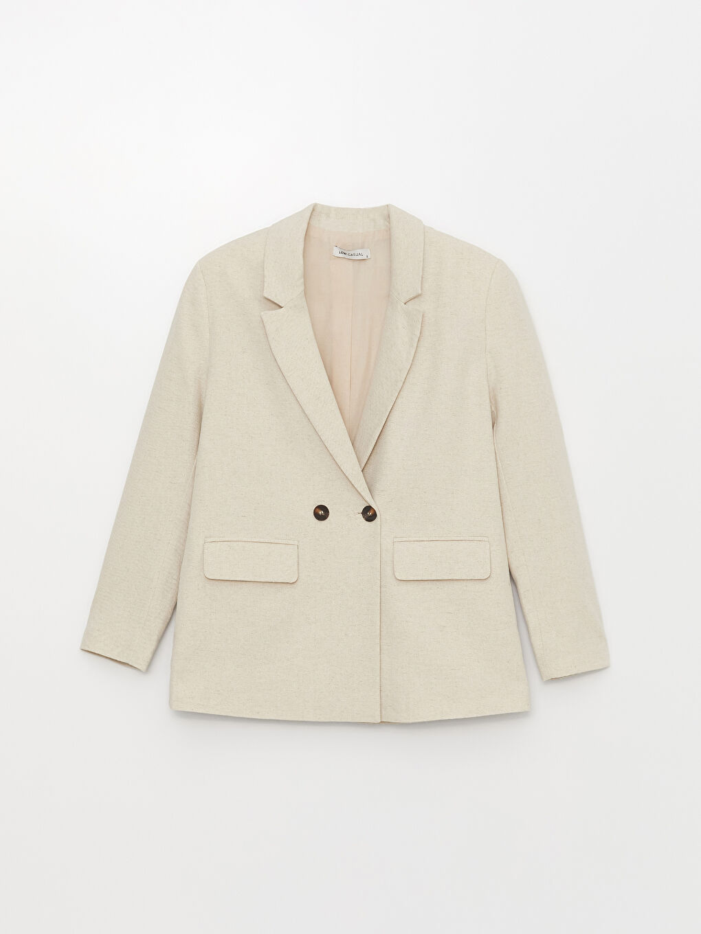 Ekru Düz Uzun Kollu Kadın Ceket-8