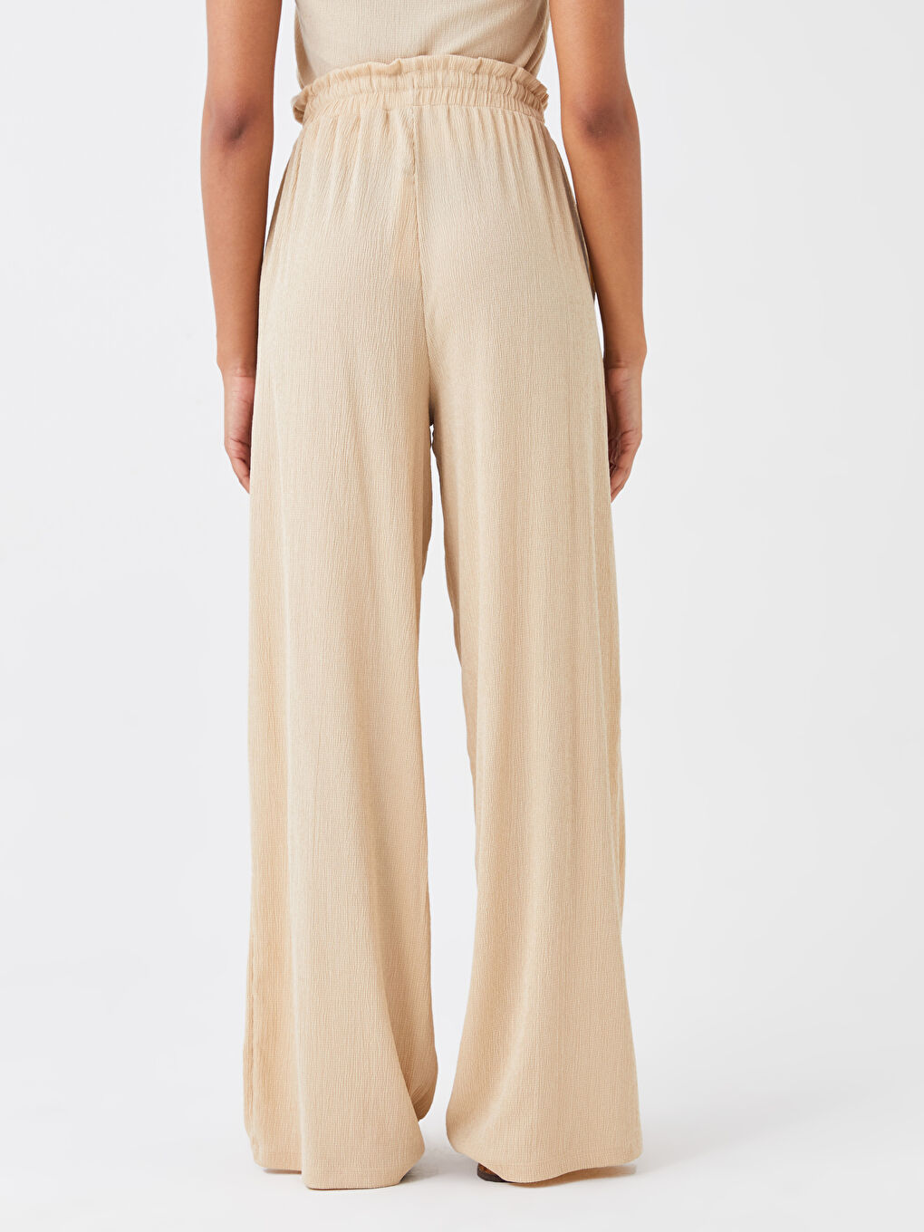 Әйелдерге арналған қатпарлы кең балақ ұзын шалбар-4