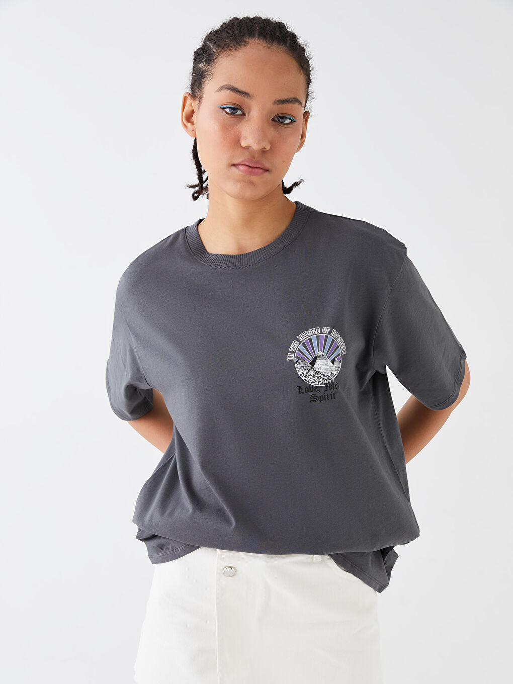 Crew Neck Printed Short Sleeve Women's T-Shirt-1