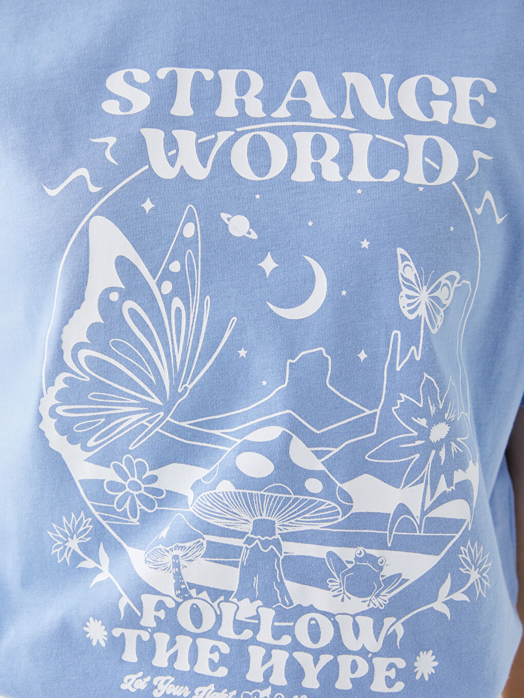 Mavi Bisiklet Yaka Baskılı Kısa Kollu Kadın Tişört-3