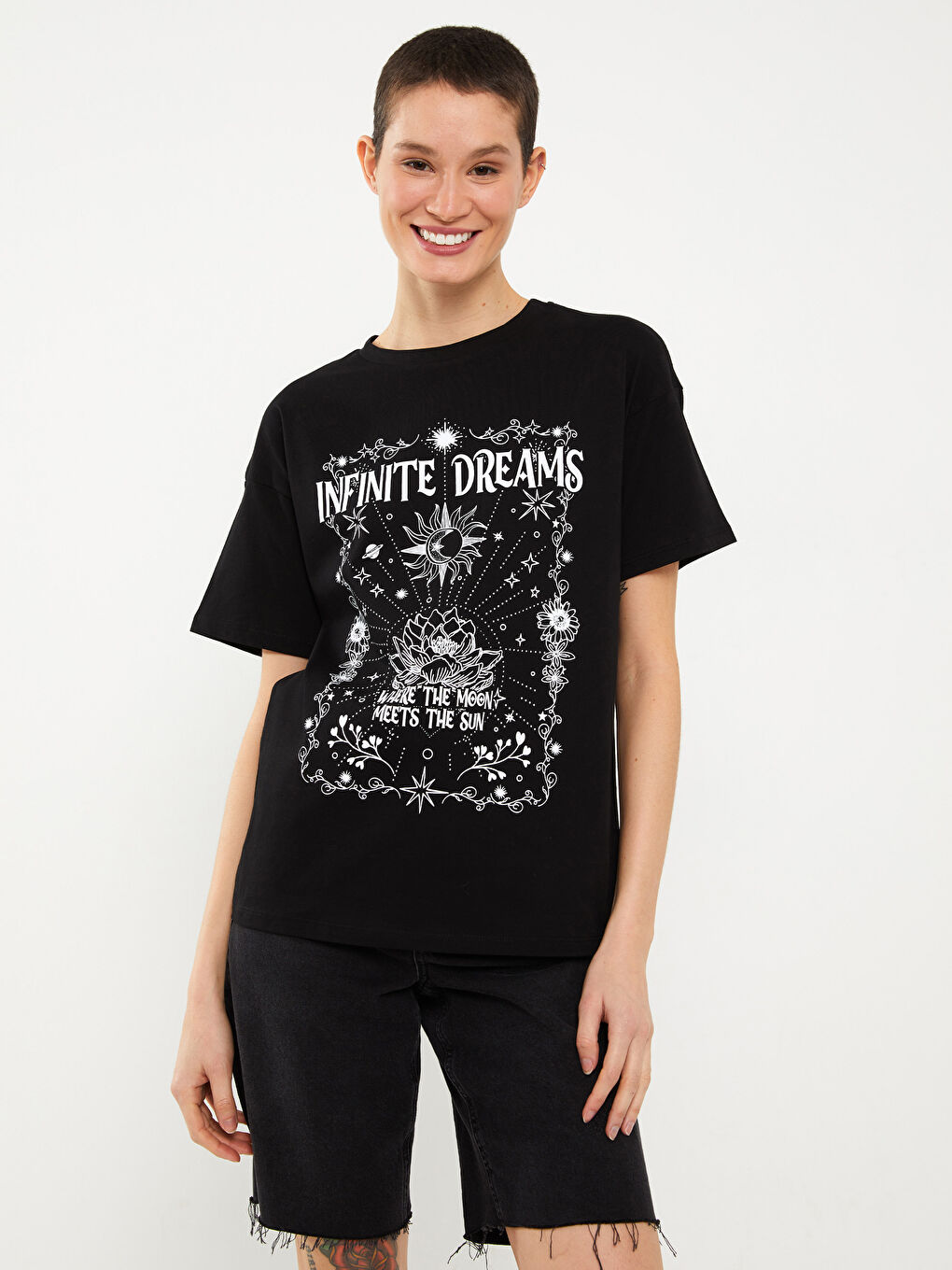 Crew Neck Printed Short Sleeve Women's T-Shirt