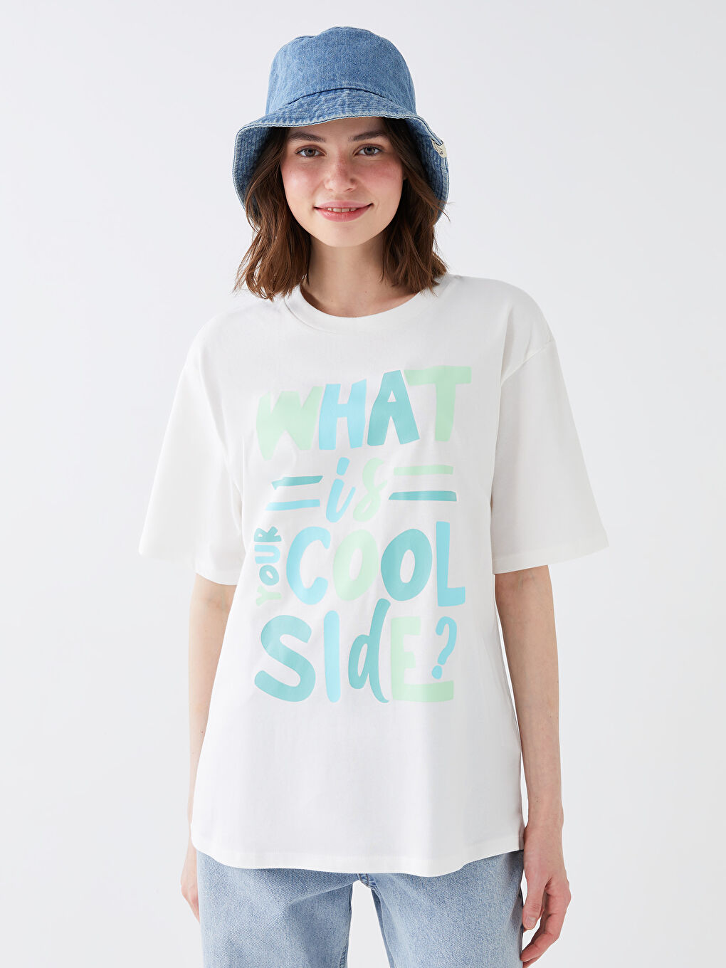 Crew Neck Printed Short Sleeve Oversize Women's T-Shirt-1