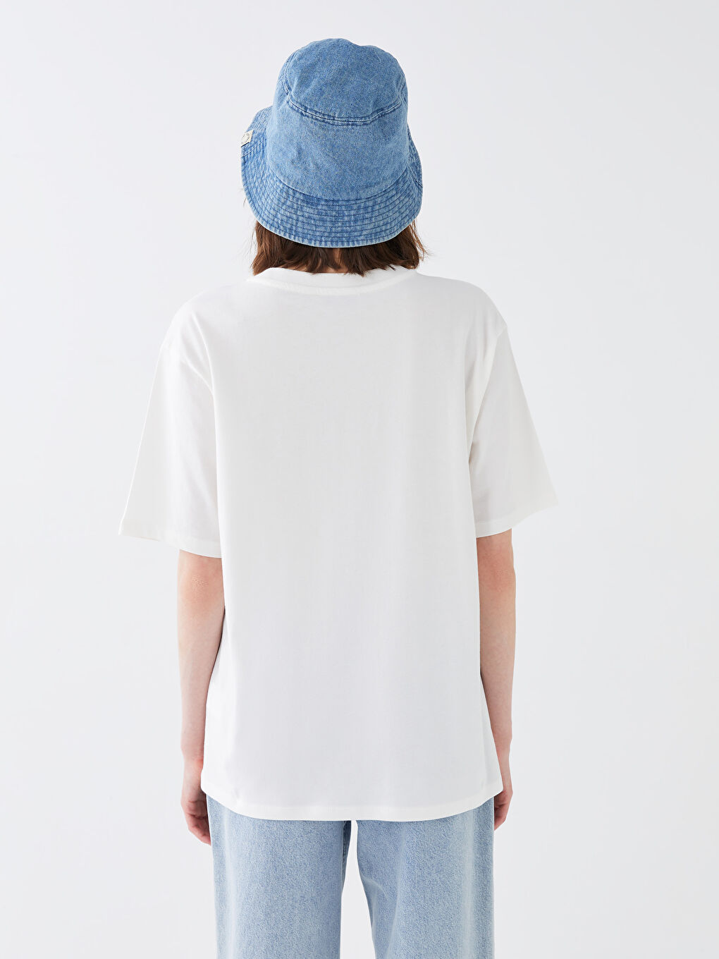 Crew Neck Printed Short Sleeve Oversize Women's T-Shirt-4
