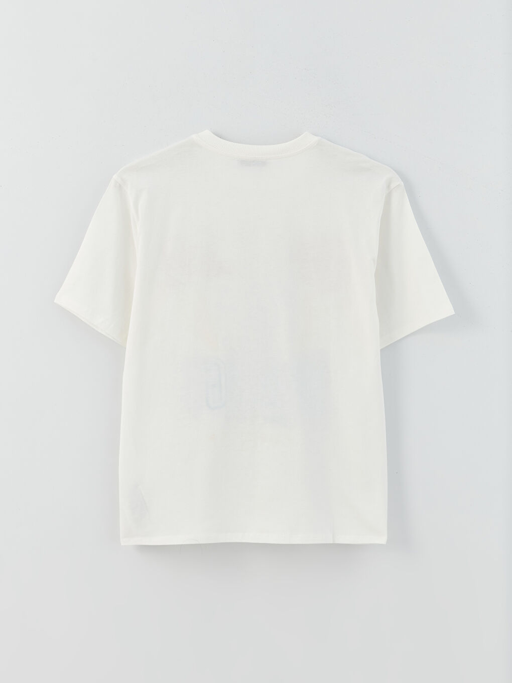 Ekru Bisiklet Yaka Baskılı Kısa Kollu Oversize Kadın Tişört-6