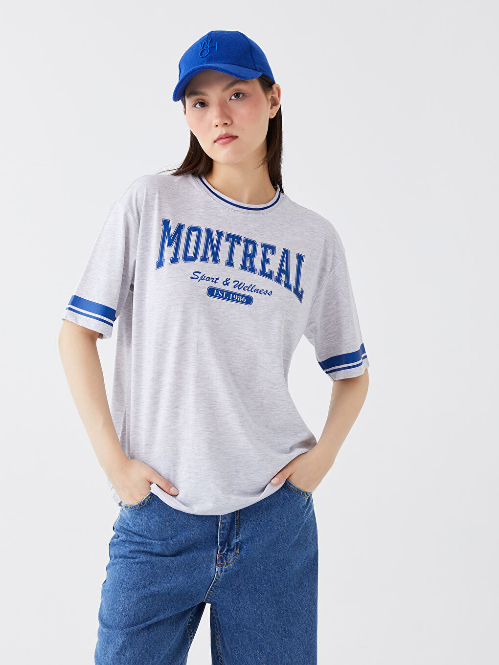 Crew Neck Printed Short Sleeve Oversize Women's T-Shirt