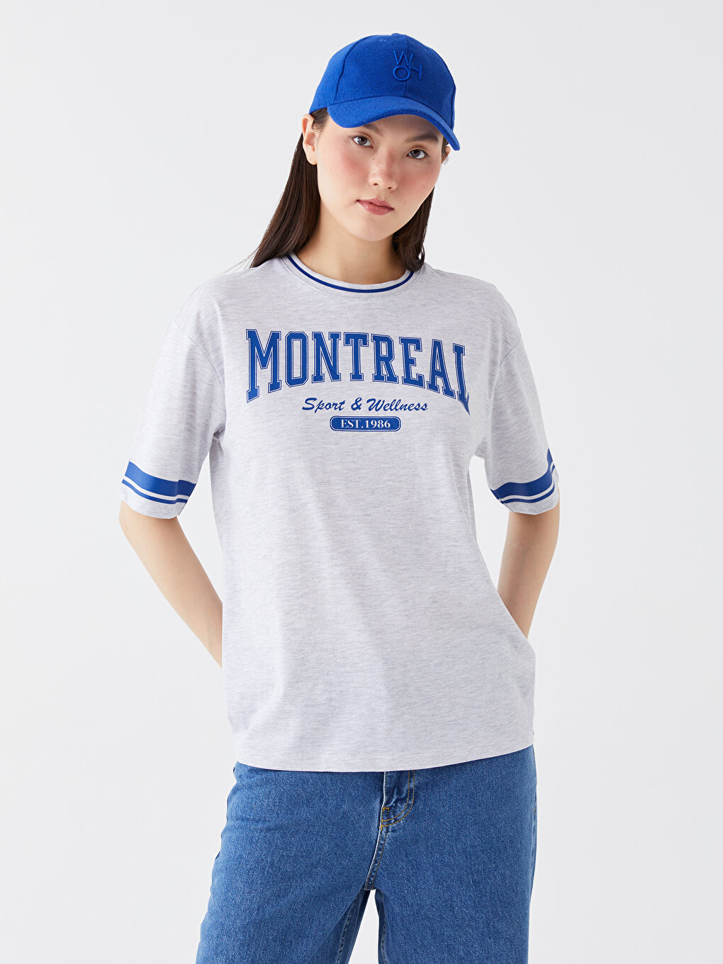 Crew Neck Printed Short Sleeve Oversize Women's T-Shirt-1