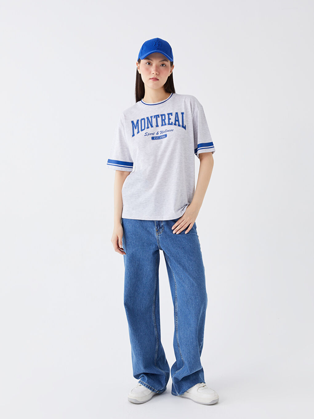 Crew Neck Printed Short Sleeve Oversize Women's T-Shirt-2