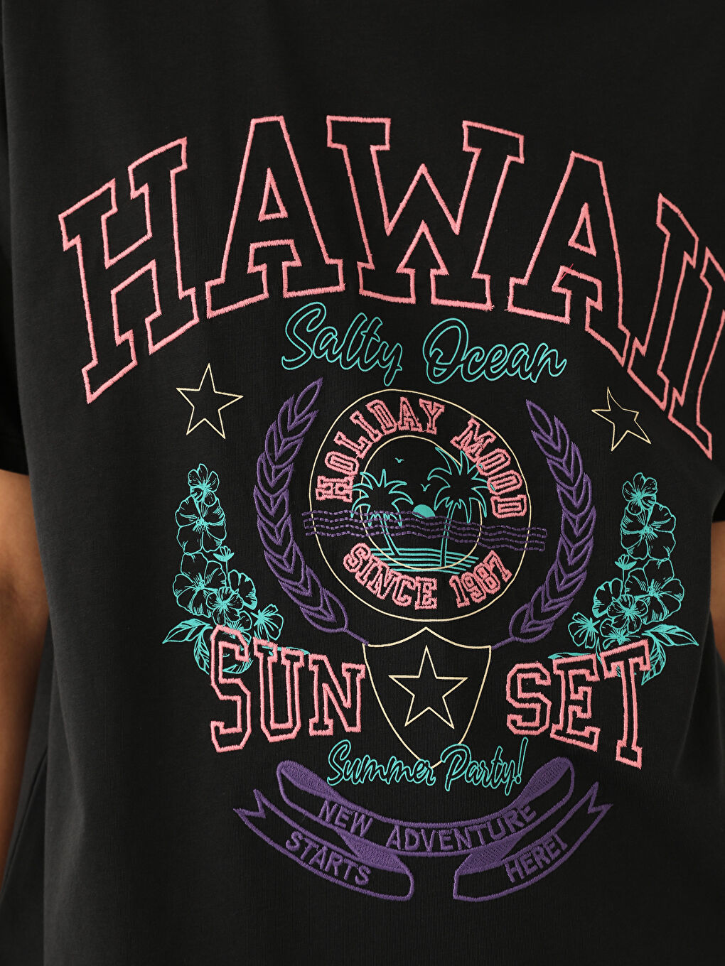 T-shirt Oversize à Manches Courtes Imprimé à Col Rond pour Femmes-3