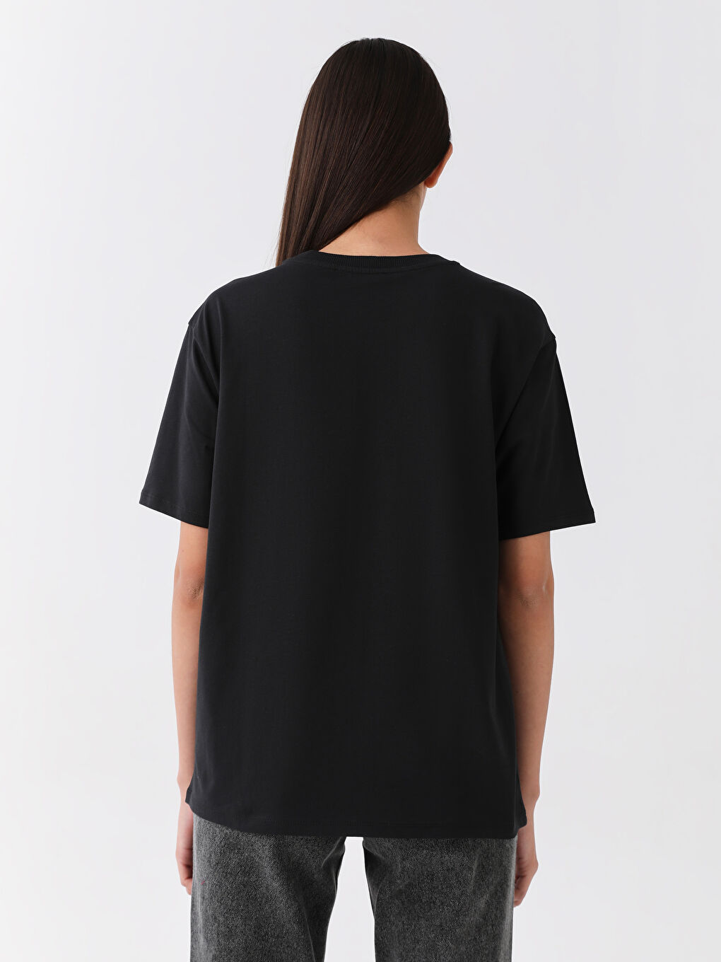 T-shirt Oversize à Manches Courtes Imprimé à Col Rond pour Femmes-4