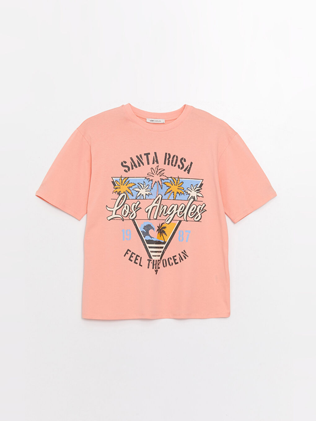 LCW Vision Crew Neck Printed Short Sleeve Oversize Women's T-Shirt -S3GI25Z8-FPC