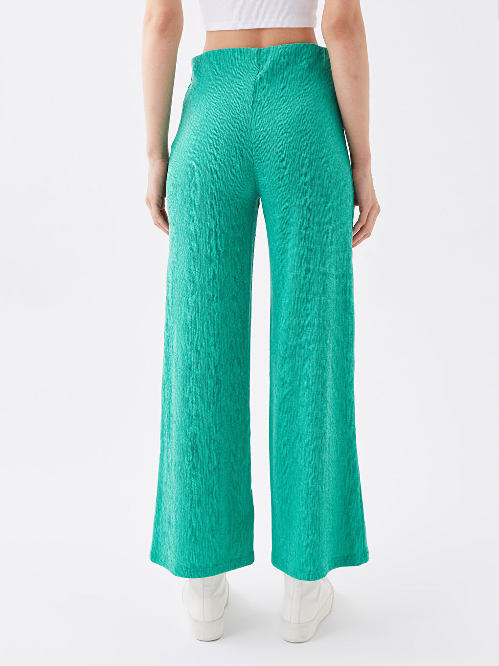 Elasticated Waist Plain Wide Leg Women's Sweatpants-4