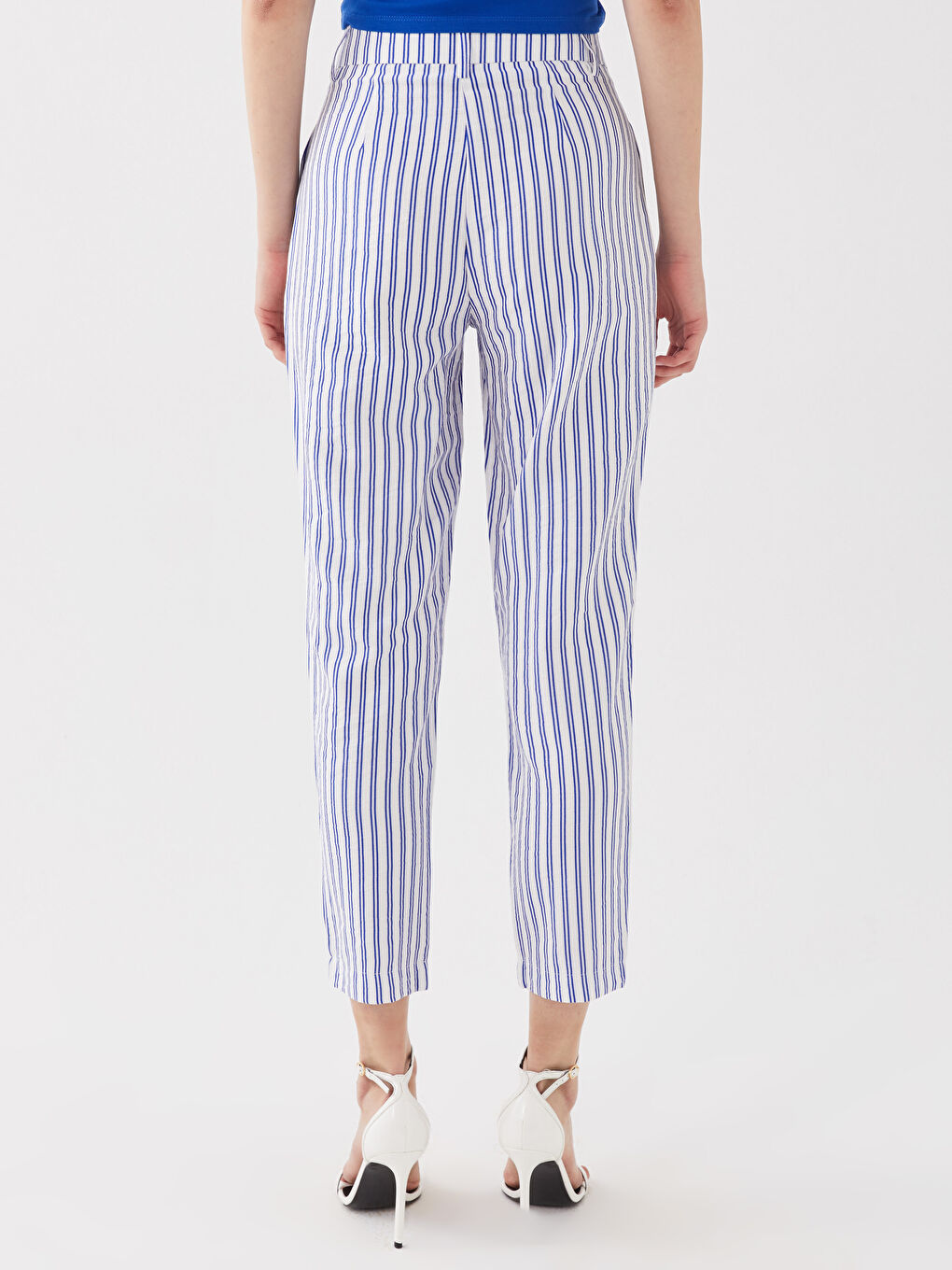 High Waist Casual Fit Striped Women's Trousers -S3GI34Z8-MRQ
