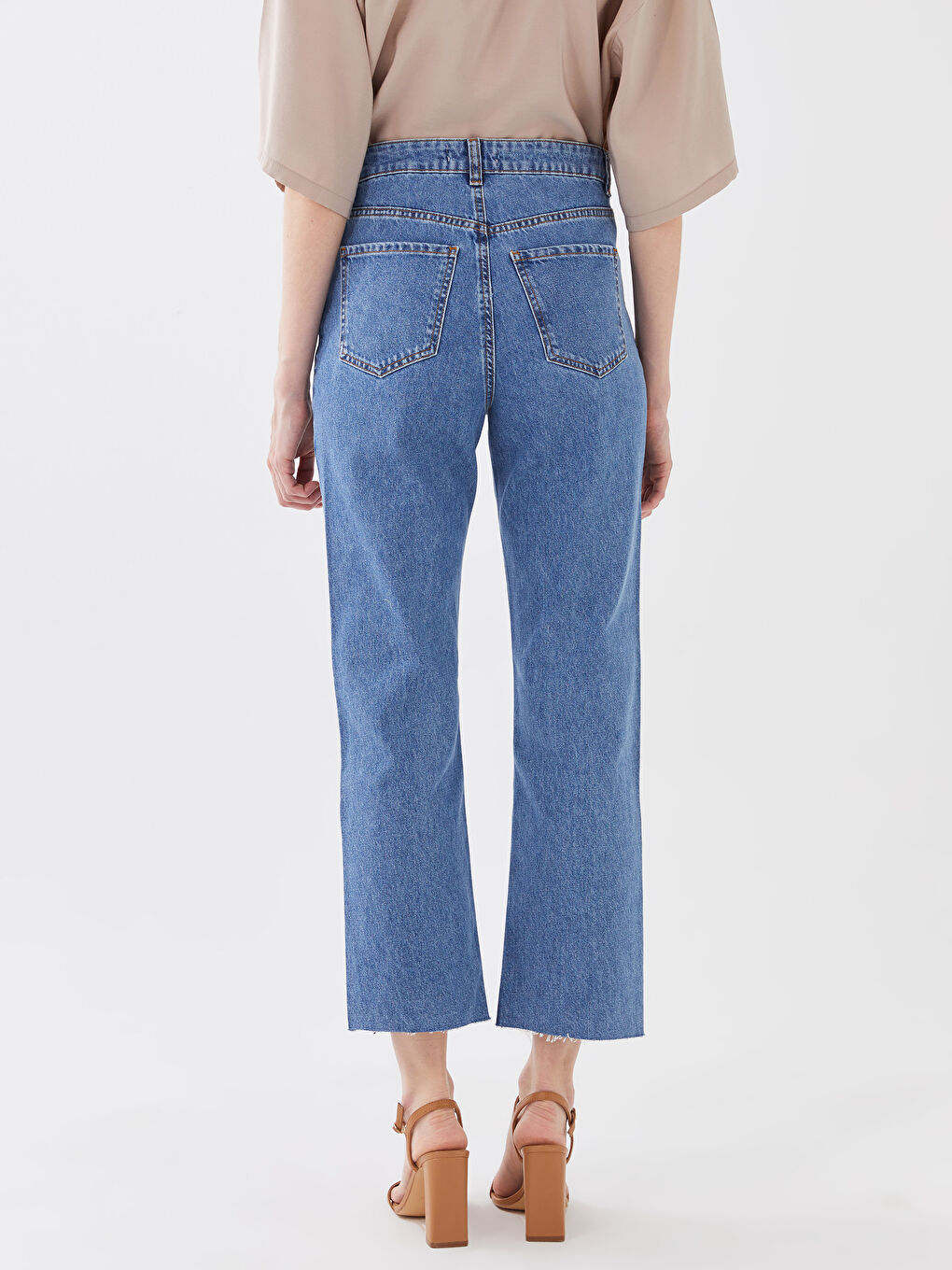 High Waisted Straight Fit Women's Jeans-4