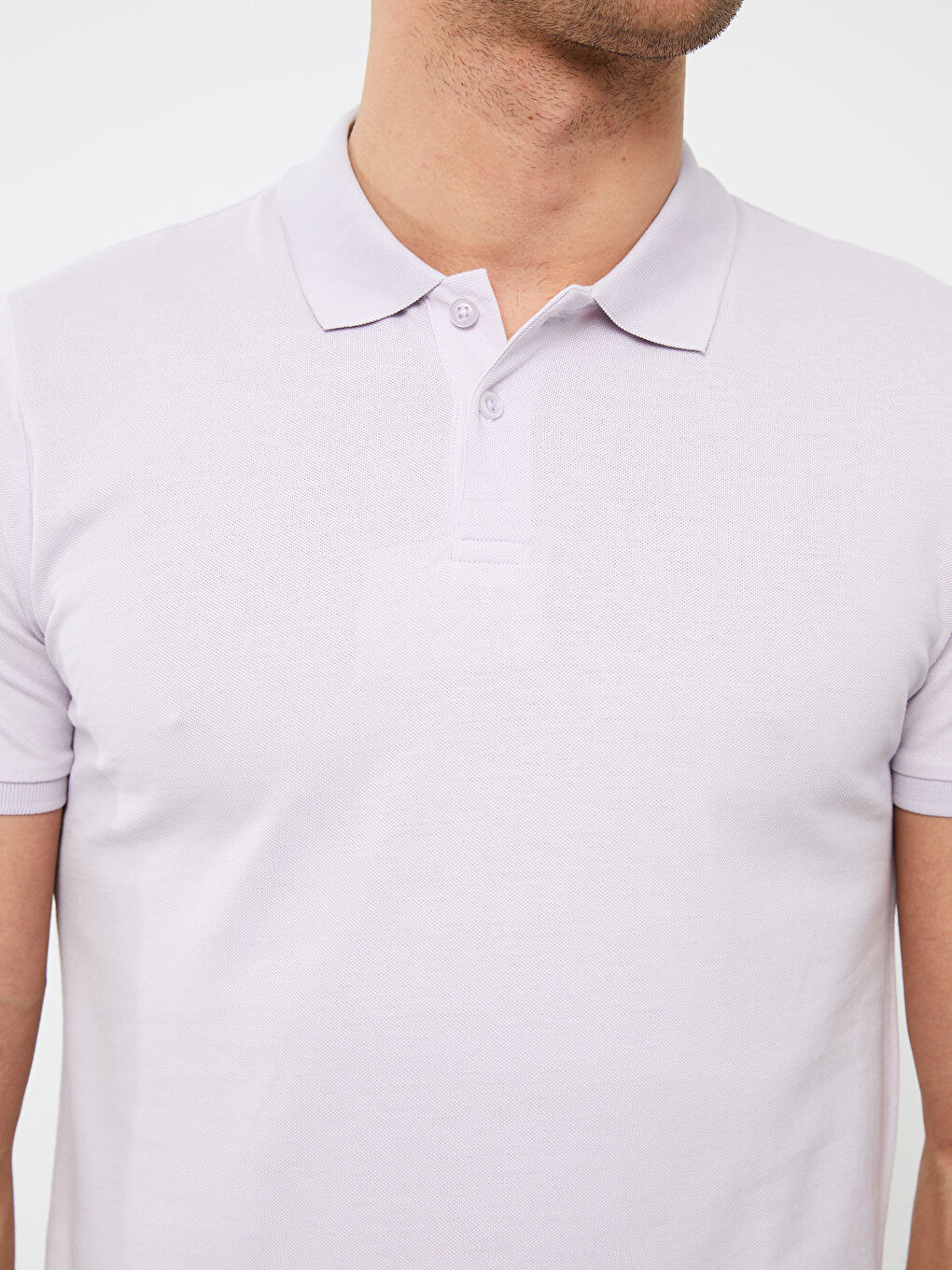 Lila Polo Yaka Kısa Kollu Pike Erkek Tişört-3