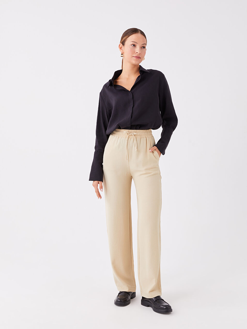 Elasticated Waist Relaxed Fit Women's Trousers