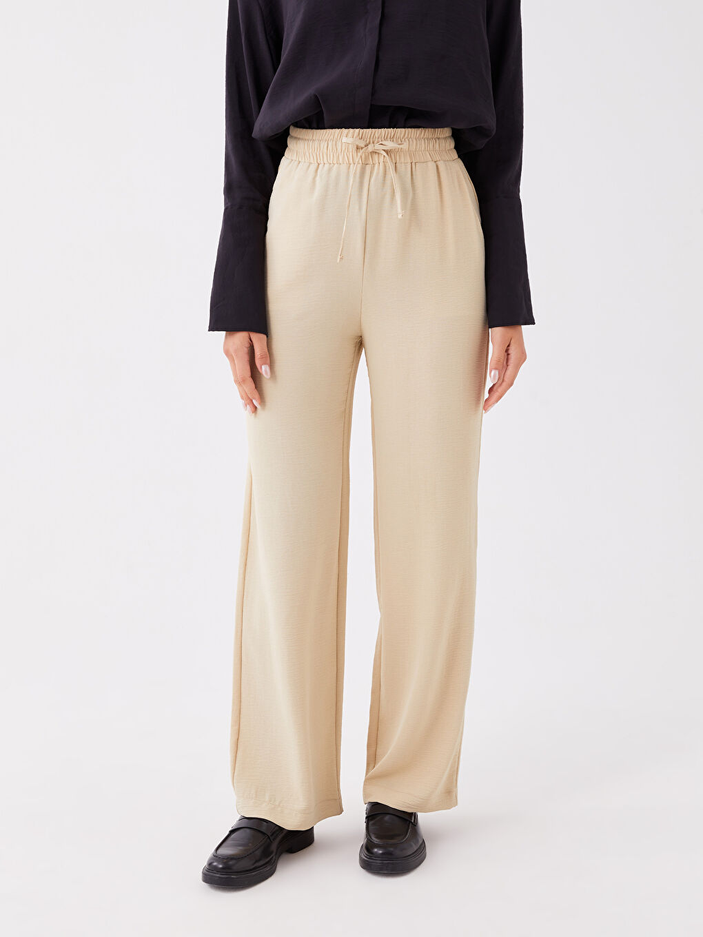 Elasticated Waist Relaxed Fit Women's Trousers-3