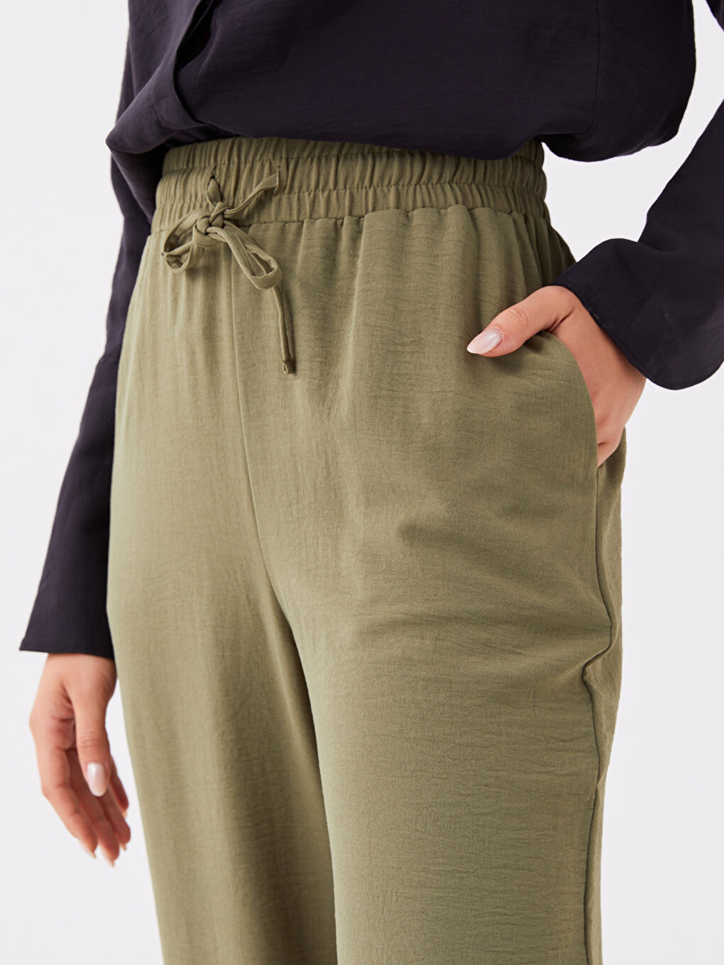 Elasticated Waist Relaxed Fit Women's Trousers -S3GI46Z8-H8M