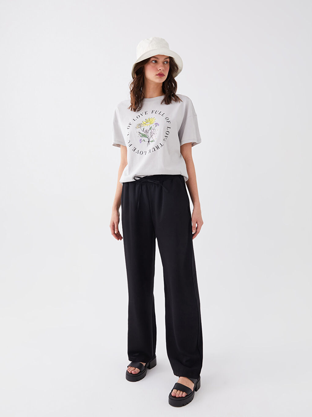 Elasticated Waist Relaxed Fit Women's Trousers-1