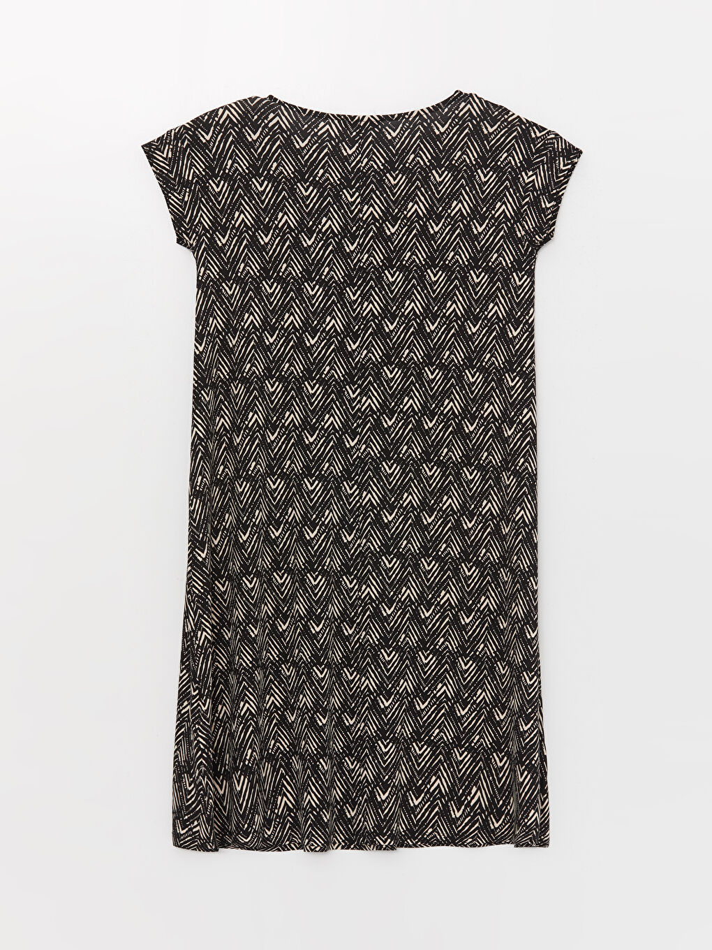 فستان نسائي كم قصير منقوش بياقة دائرية-6