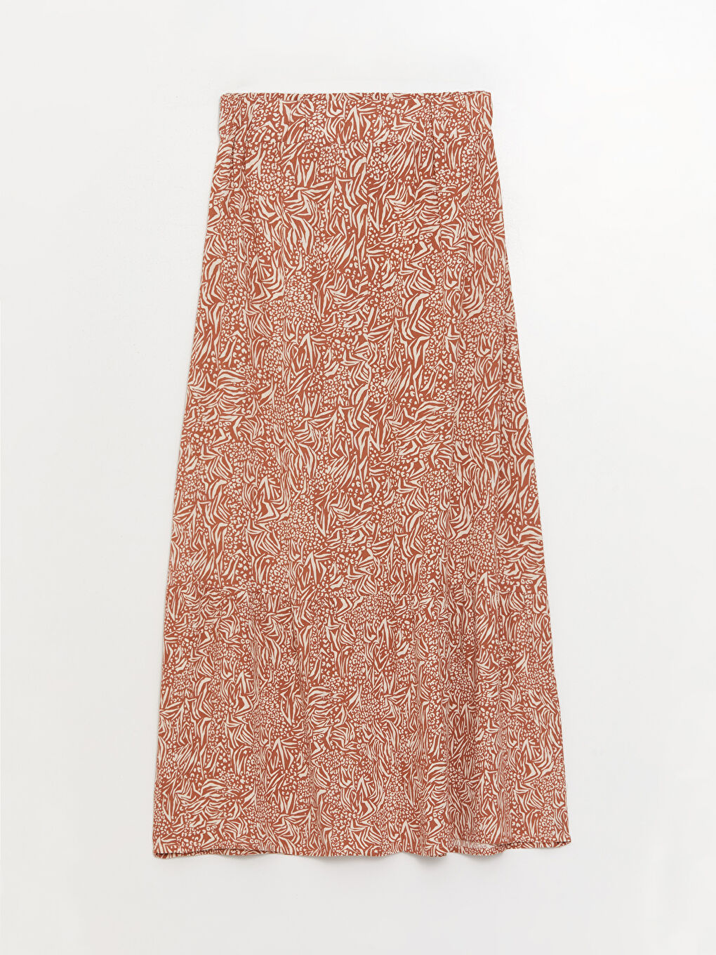 Bej Beli Lastikli Desenli A Kesim Kadın Etek-6