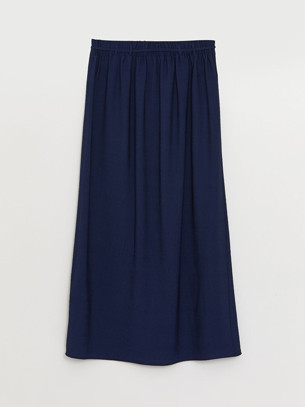 Lacivert Beli Lastikli Rahat Kalıp Kadın Etek-6