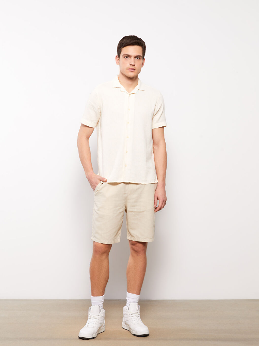 Standard Linen Blended Blended Men's Shorts -S3GI52Z8-S4M