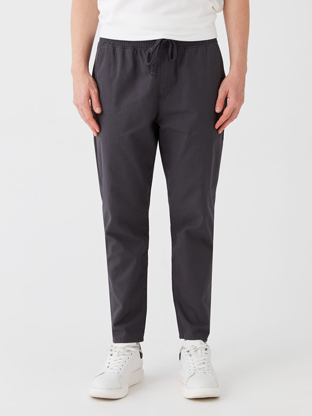 Antrasit Standart Kalıp Keten Karışımlı Erkek Pantolon-2