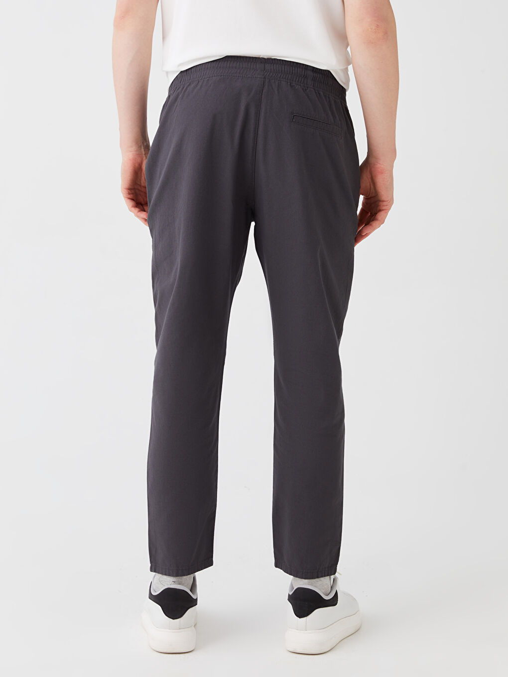 Antrasit Standart Kalıp Keten Karışımlı Erkek Pantolon-3