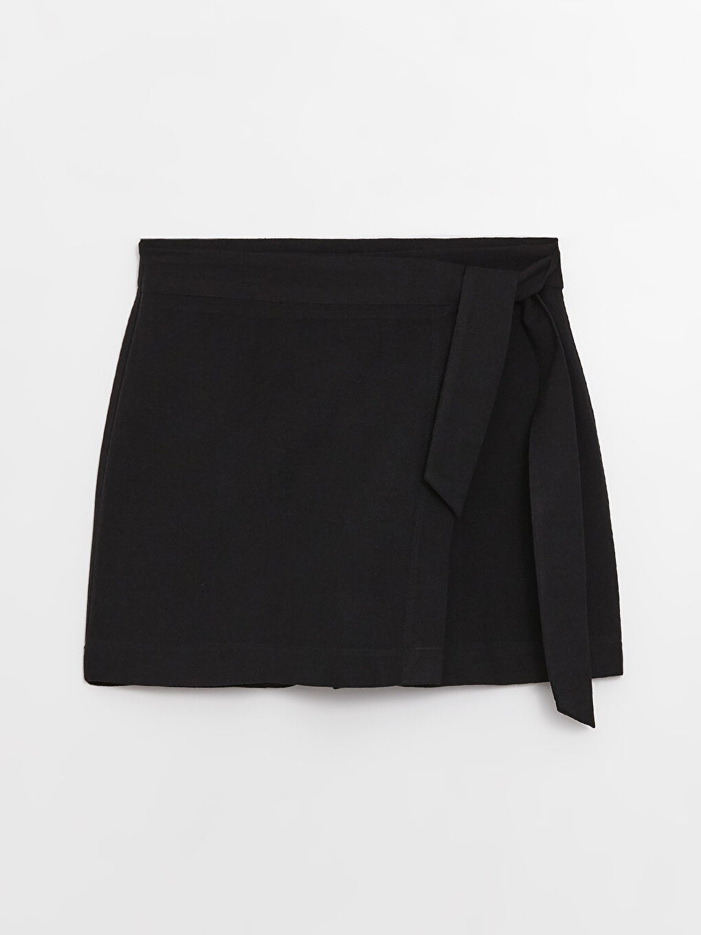 Siyah Yüksek Bel Rahat Kalıp Kadın Şort Etek-5