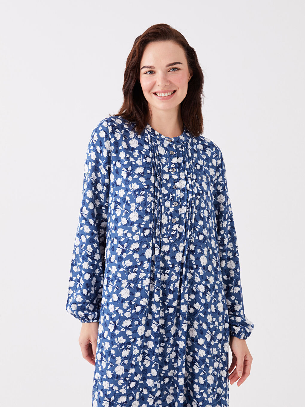 Crew Neck Patterned Long Sleeve Women's Dress -S3GI70Z8-774
