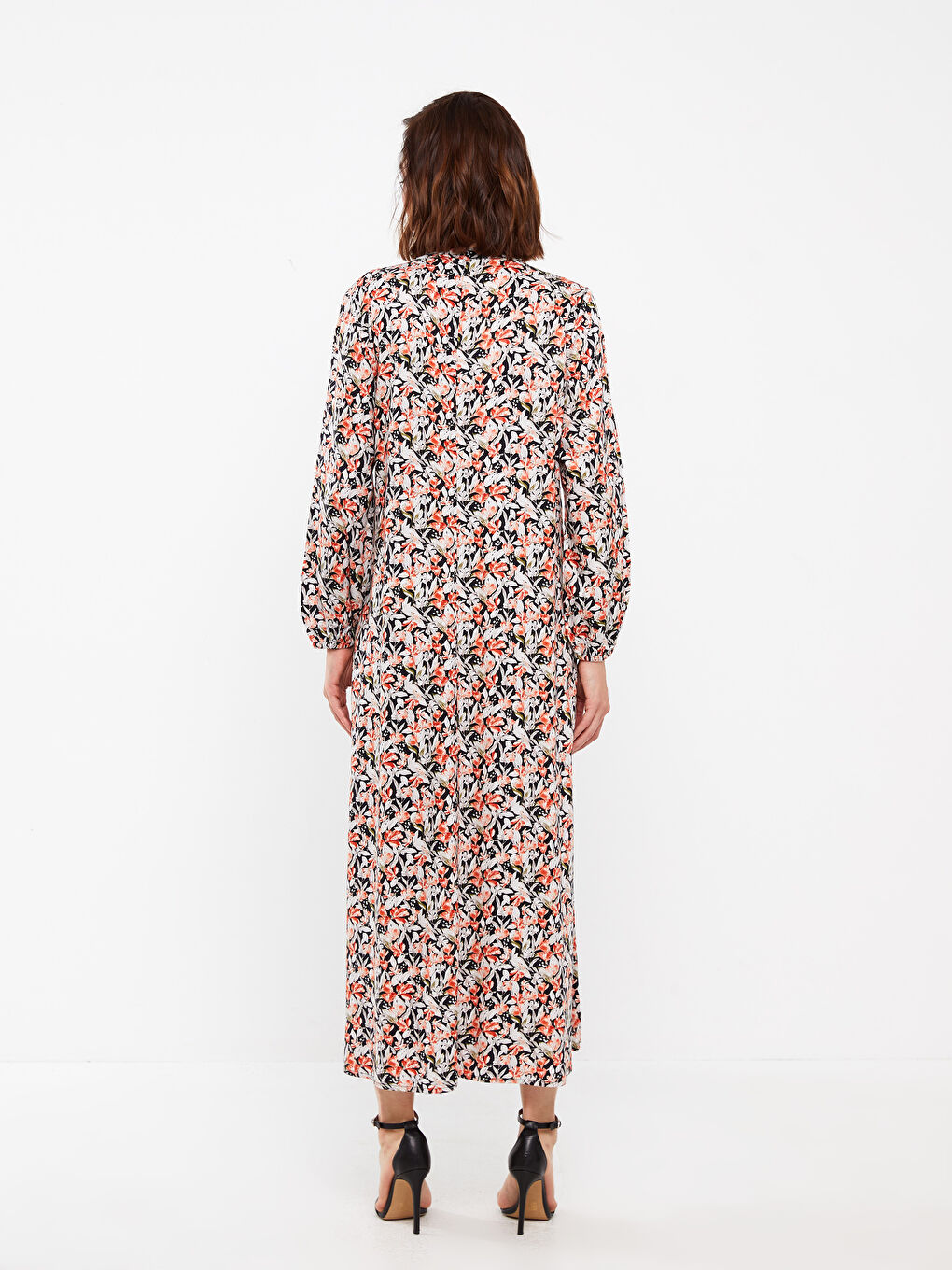 LCW Grace Crew Neck Patterned Long Sleeve Women's Dress -S3GI70Z8-F9C