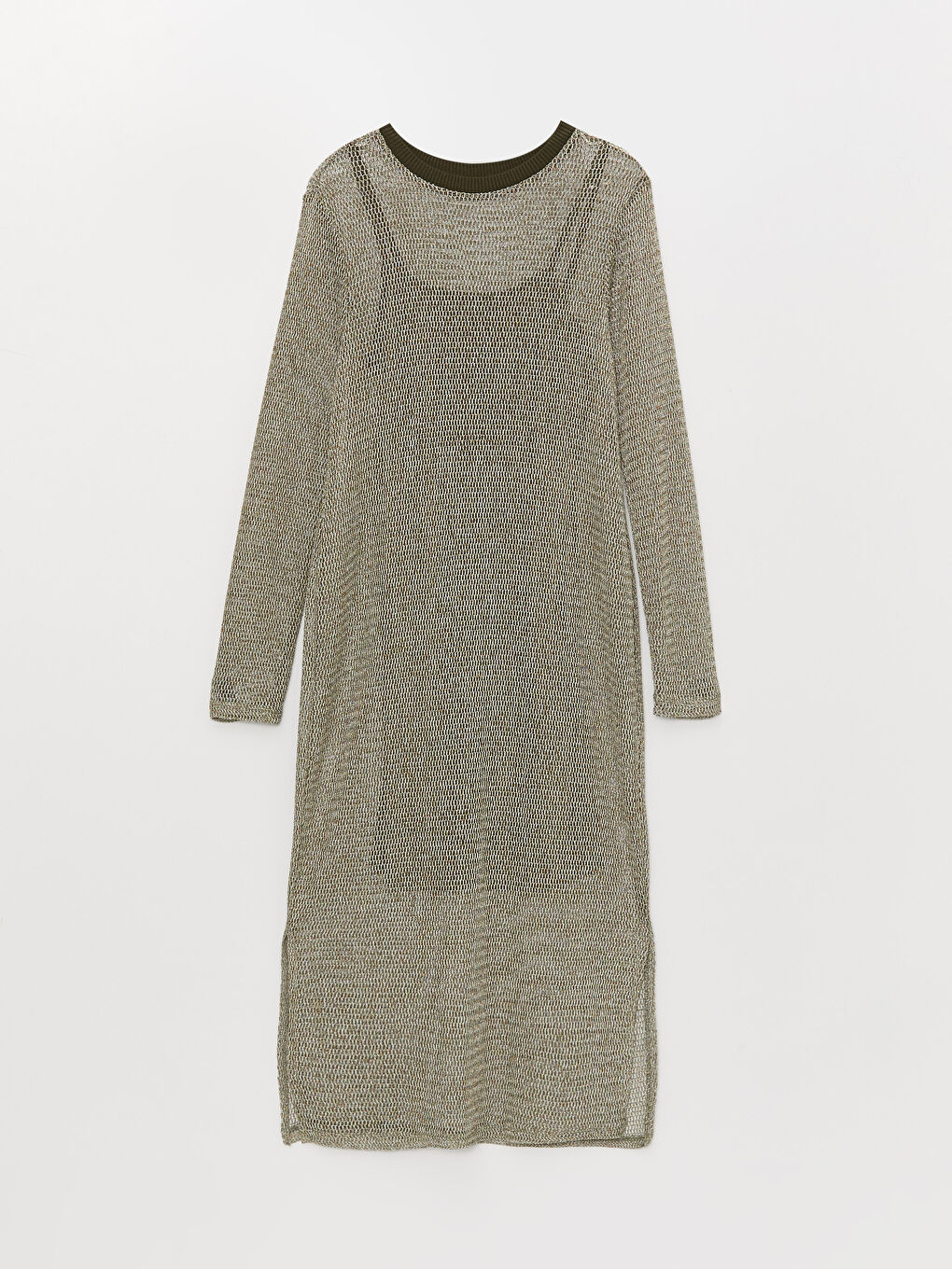Crew Neck Patterned Long Sleeve Women Dress -S3GI75Z8-GN2