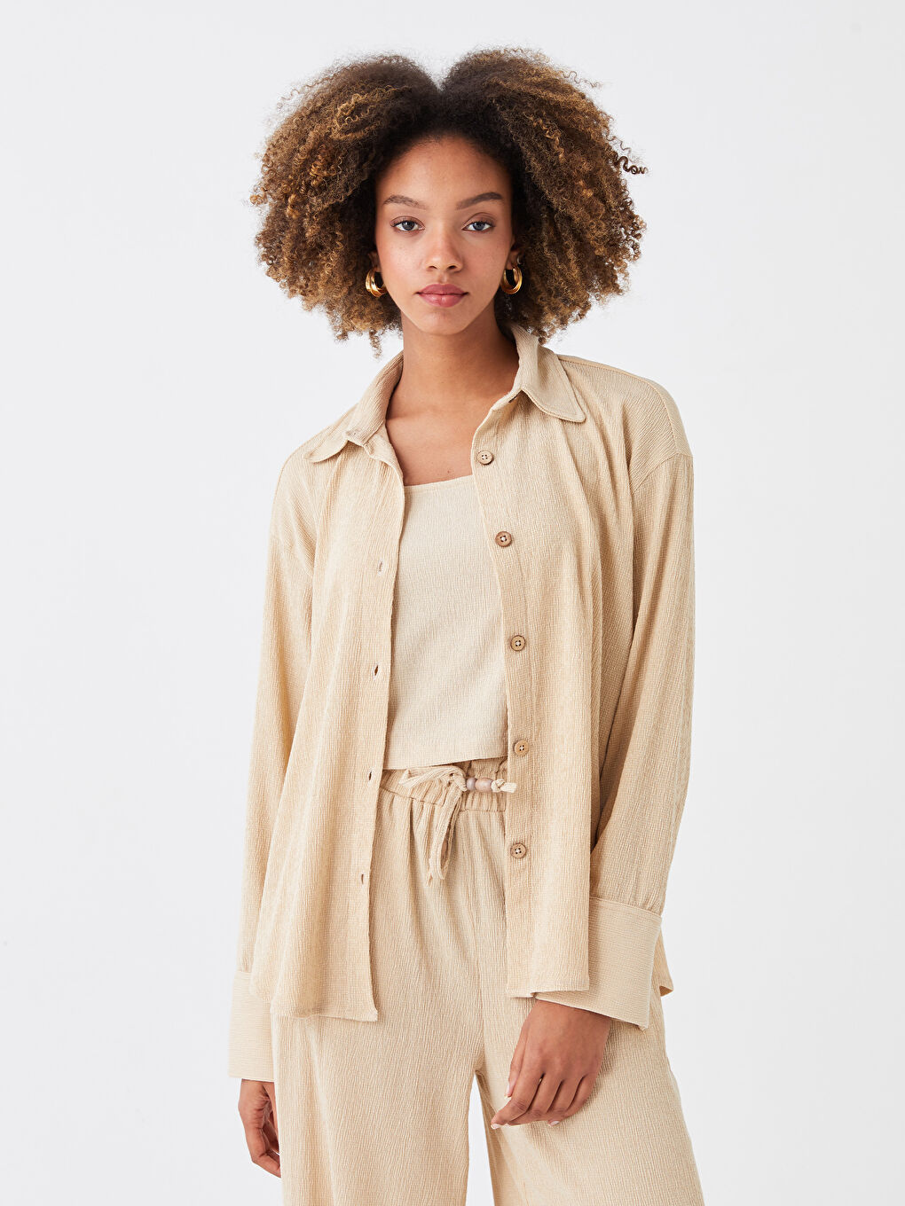 Plain Long Sleeve Oversize Women's Shirt -S3GI79Z8-V56