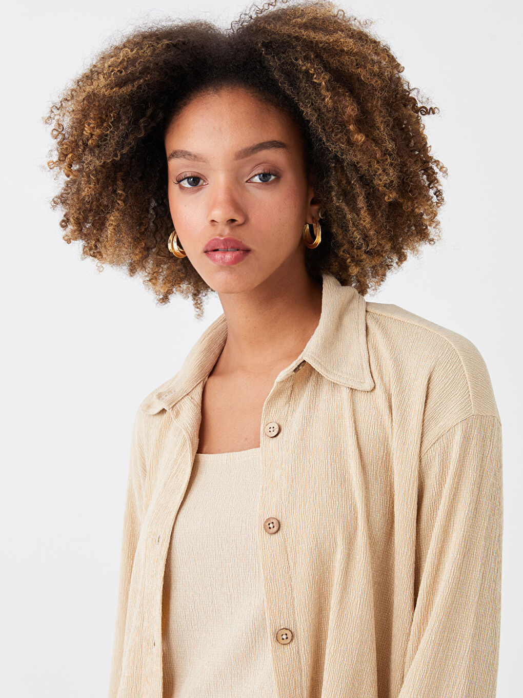 Plain Long Sleeve Oversize Women's Shirt -S3GI79Z8-V56