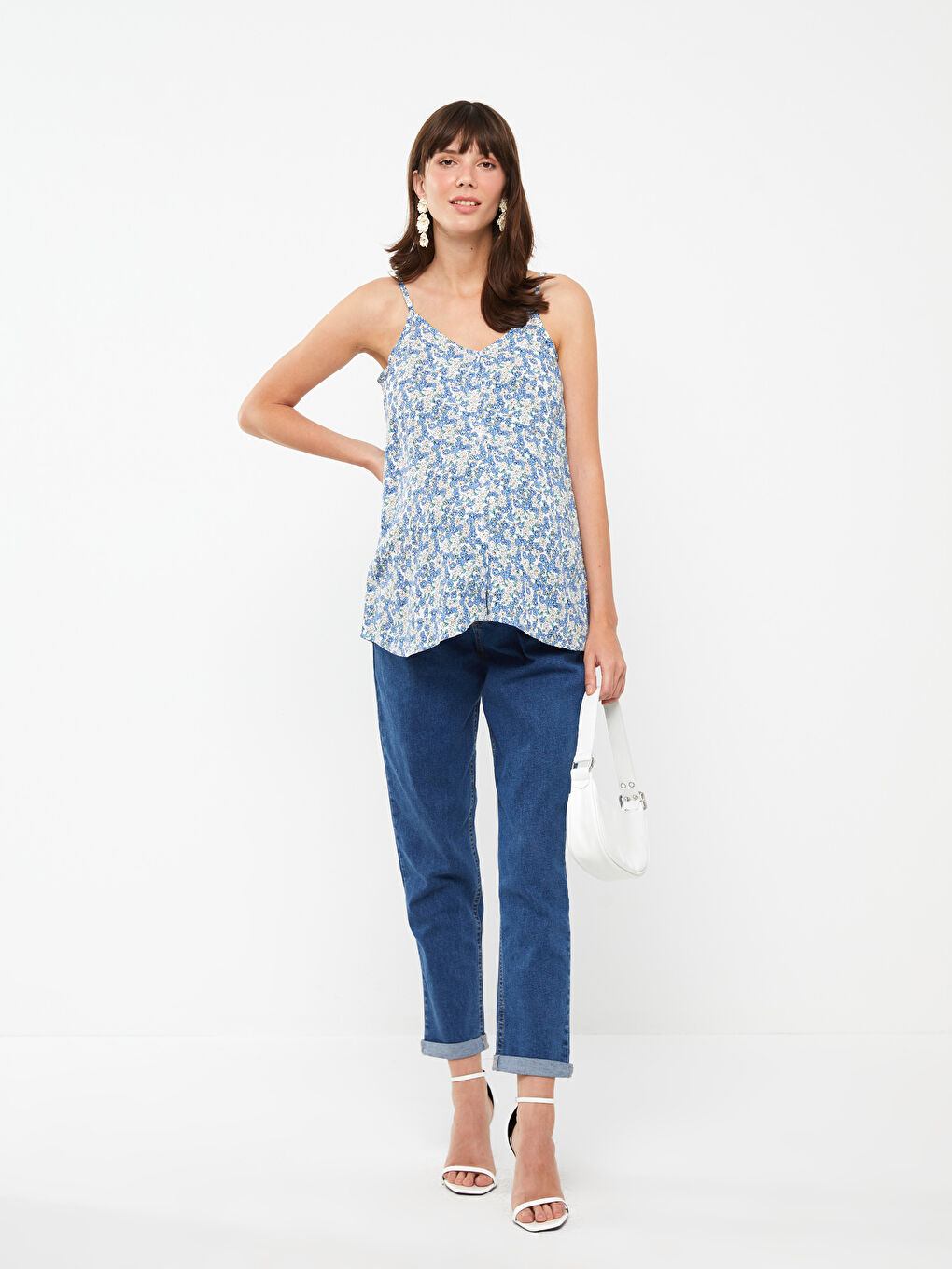 V Neck Floral Strap Maternity Blouse -S3GI81Z8-LQQ