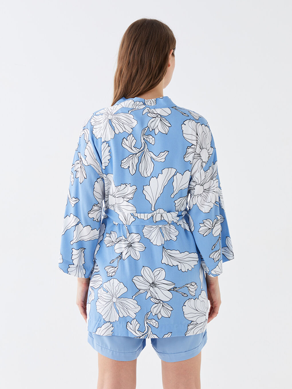 Shawl Collar Floral Long Sleeve Maternity Kimono -S3GI86Z8-LQQ