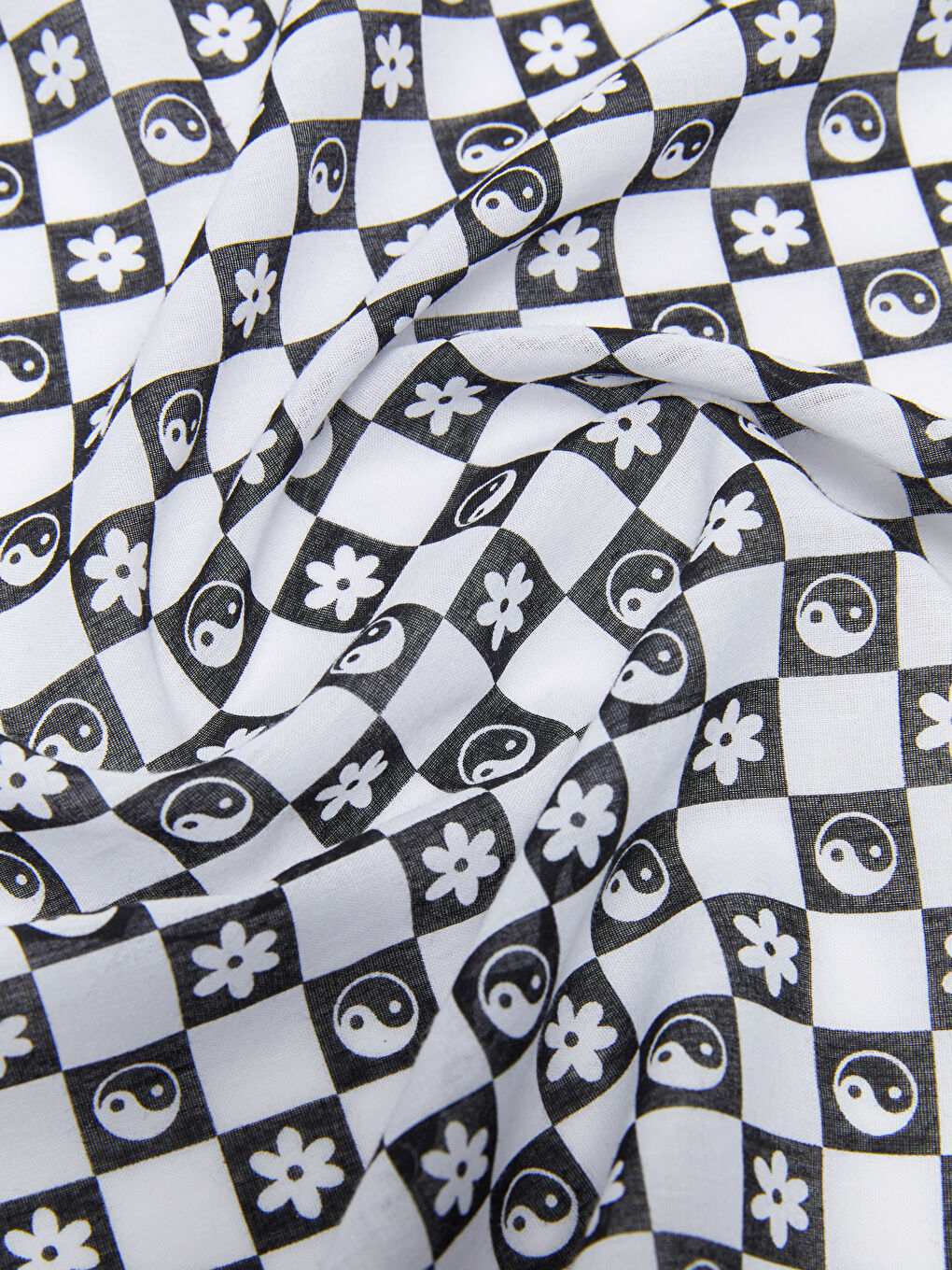 Siyah Dama Desenli Kadın Bandana-6