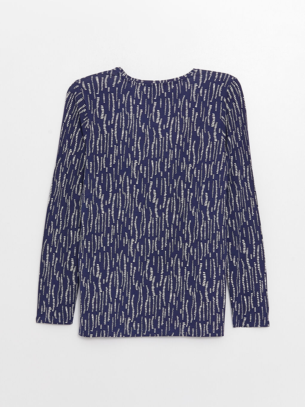 تيشيرت كم طويل منقوش بياقة دائرية للسيدات-7