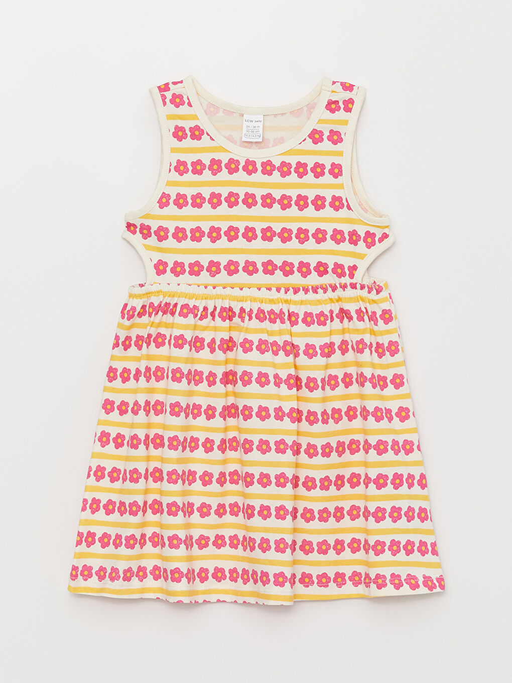 Sarı Bisiklet Yaka Baskılı Kız Bebek Elbise