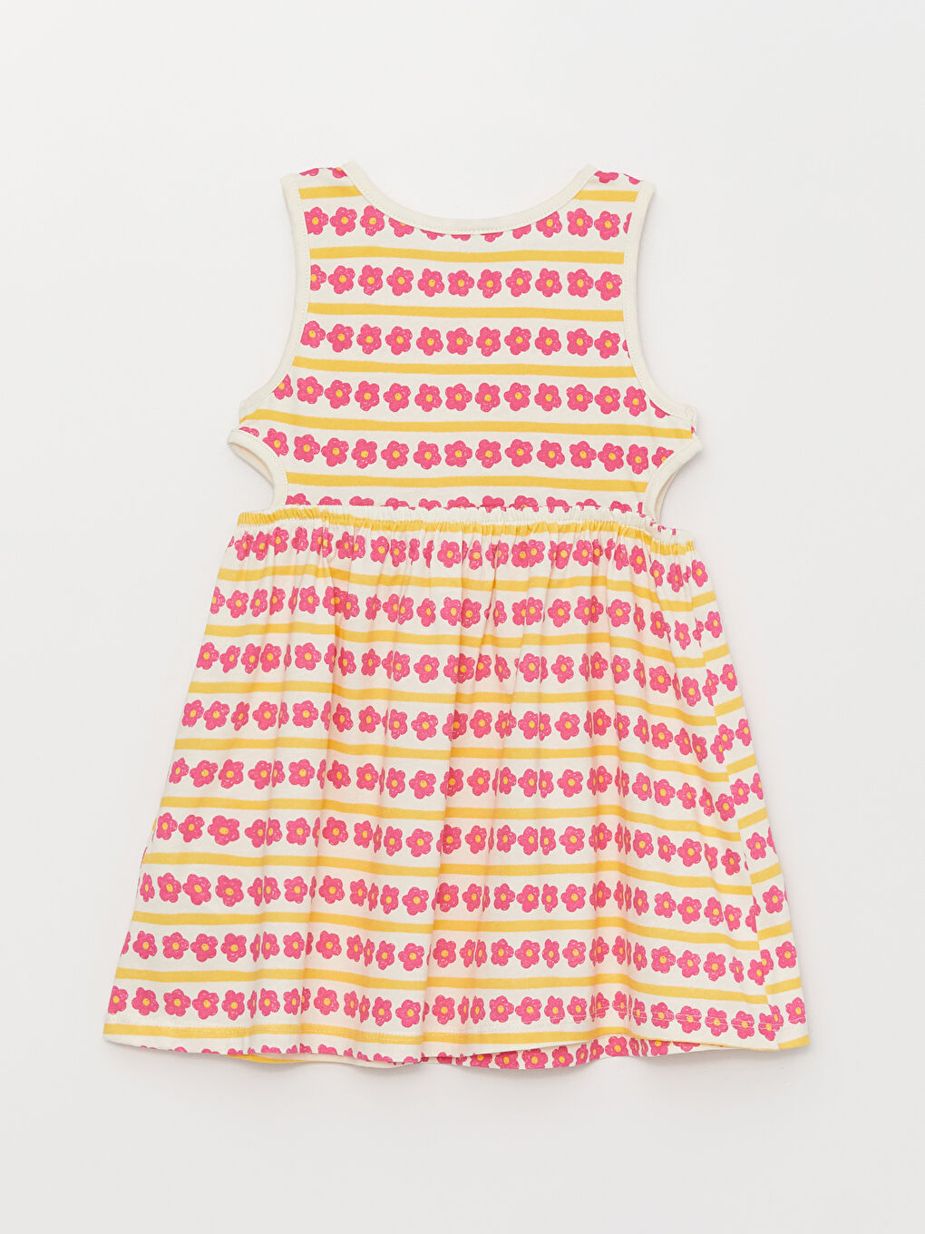 Sarı Bisiklet Yaka Baskılı Kız Bebek Elbise-1