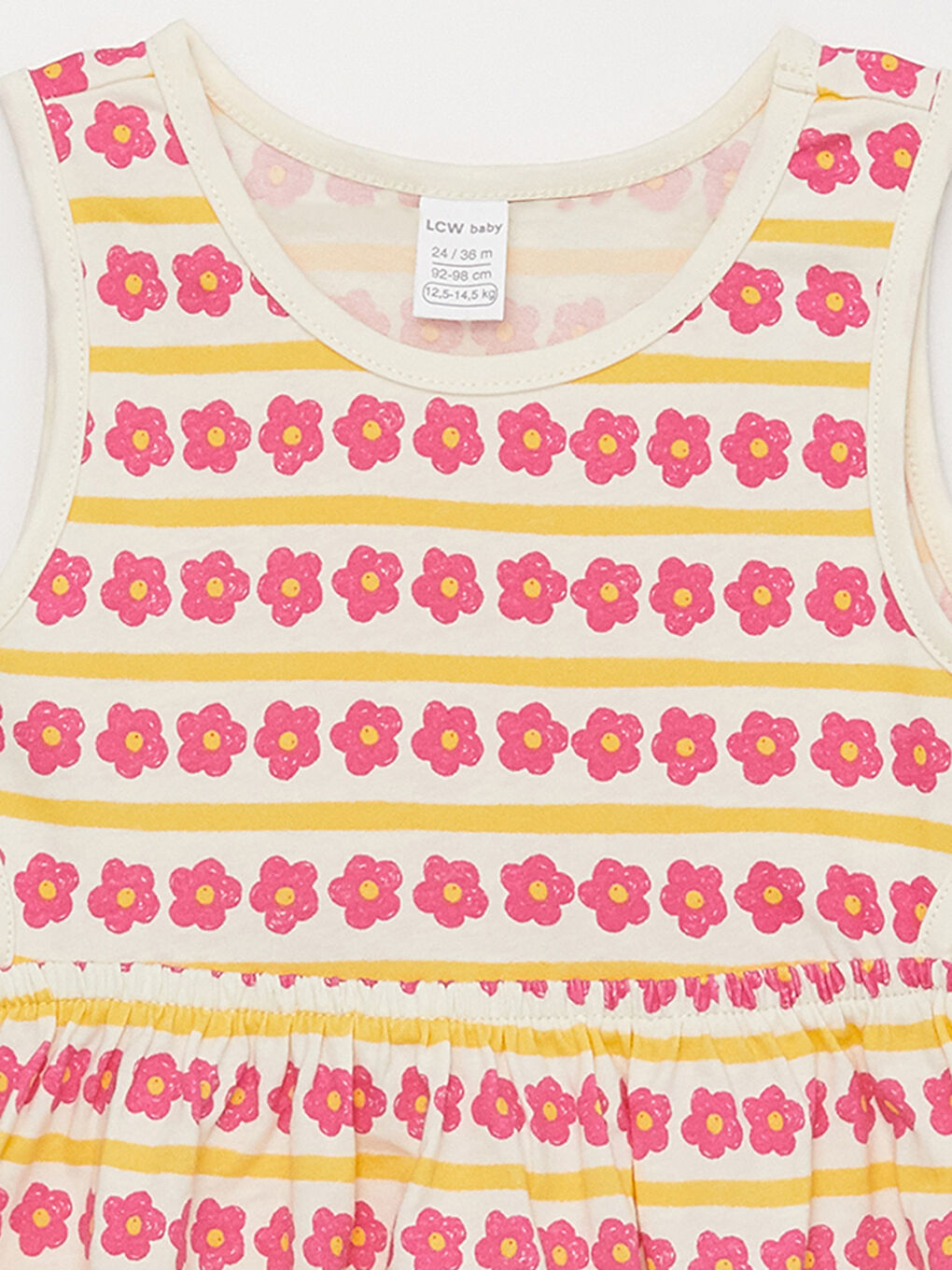 Sarı Bisiklet Yaka Baskılı Kız Bebek Elbise-2