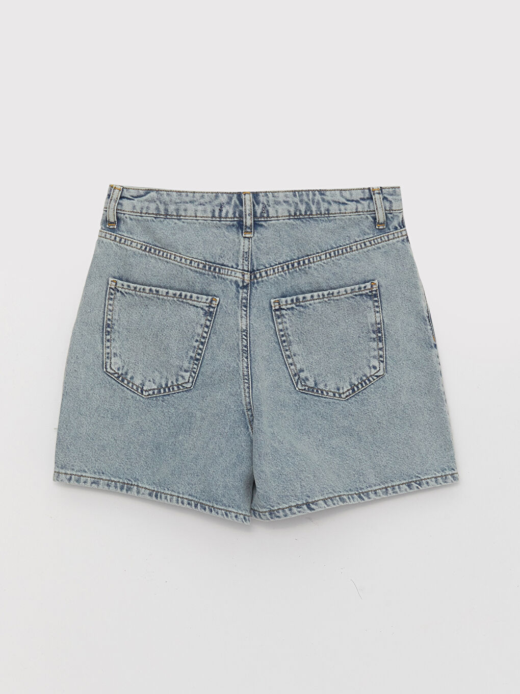 İndigo Yüksek Bel Standart Fit Kadın Jean Şort-6