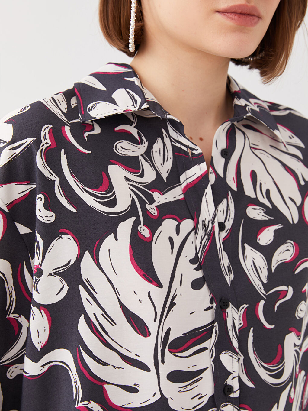 әйелдерге арналған өрнекті ұзын жең оверсайз жейде-3