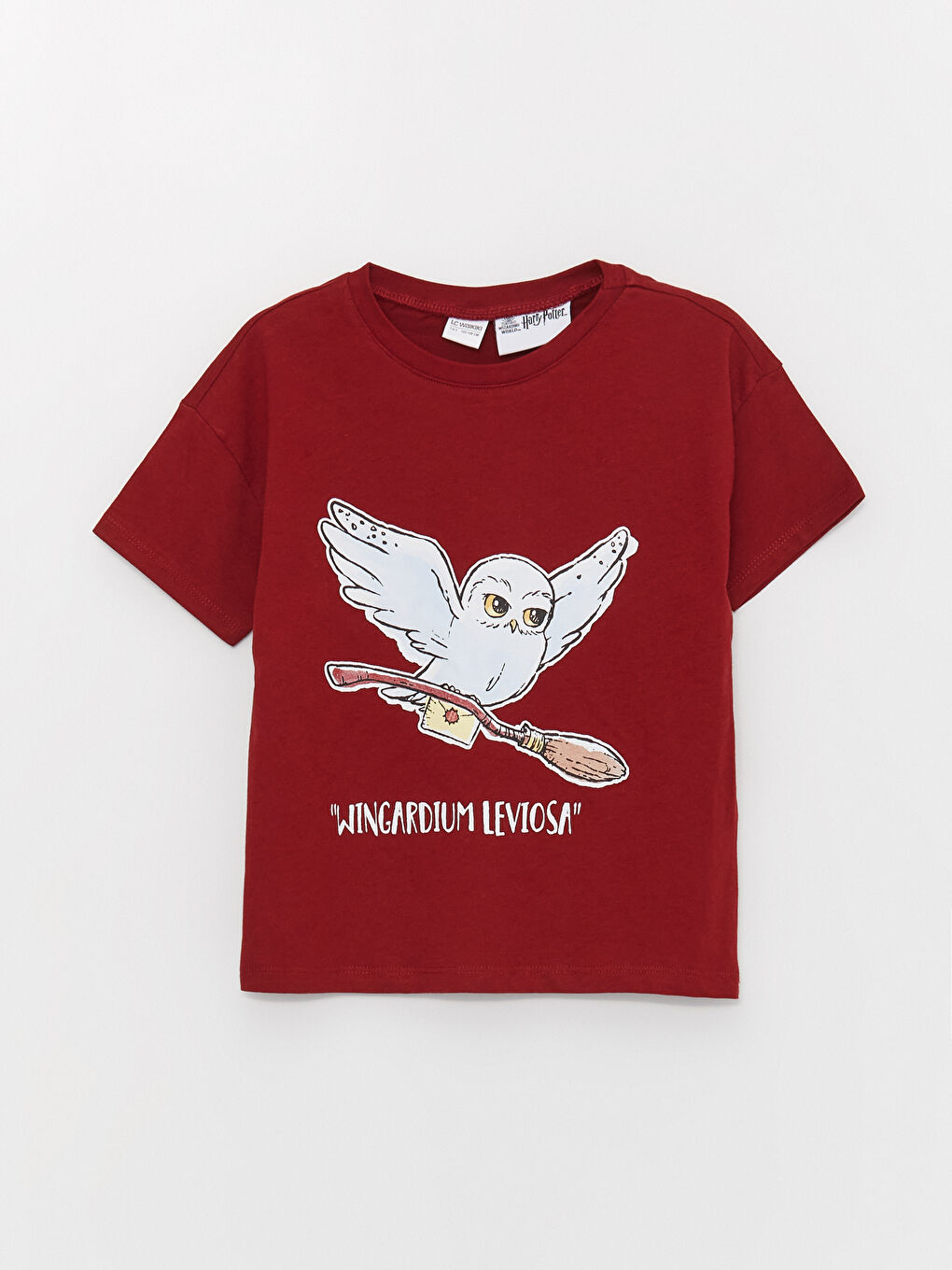 Kırmızı Bisiklet Yaka Harry Potter Baskılı Kısa Kollu Kız Çocuk Şortlu Pijama Takımı-1