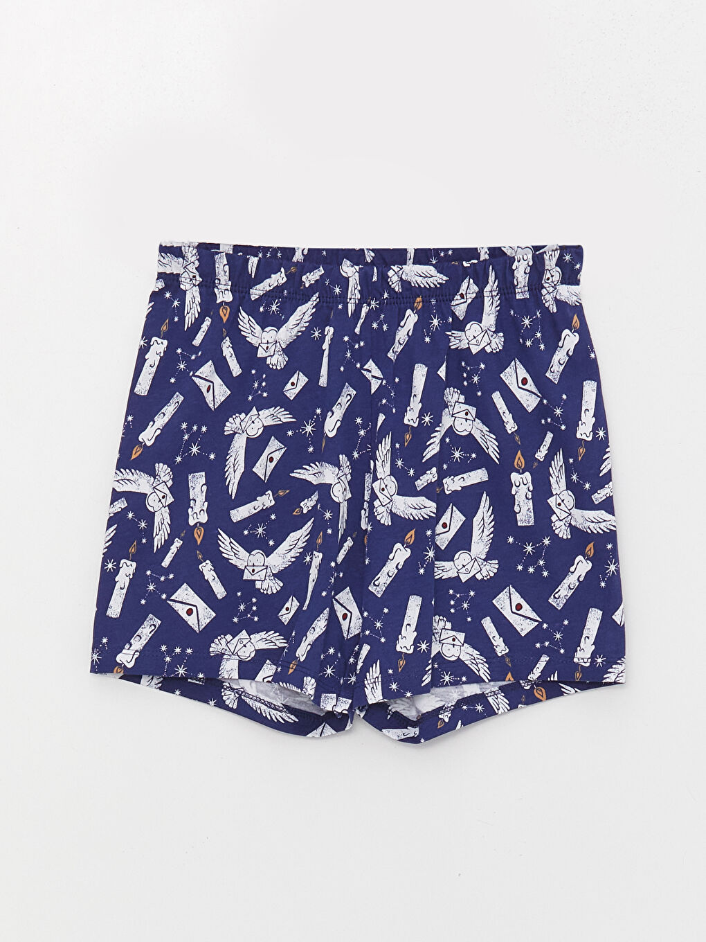 Kırmızı Bisiklet Yaka Harry Potter Baskılı Kısa Kollu Kız Çocuk Şortlu Pijama Takımı-2