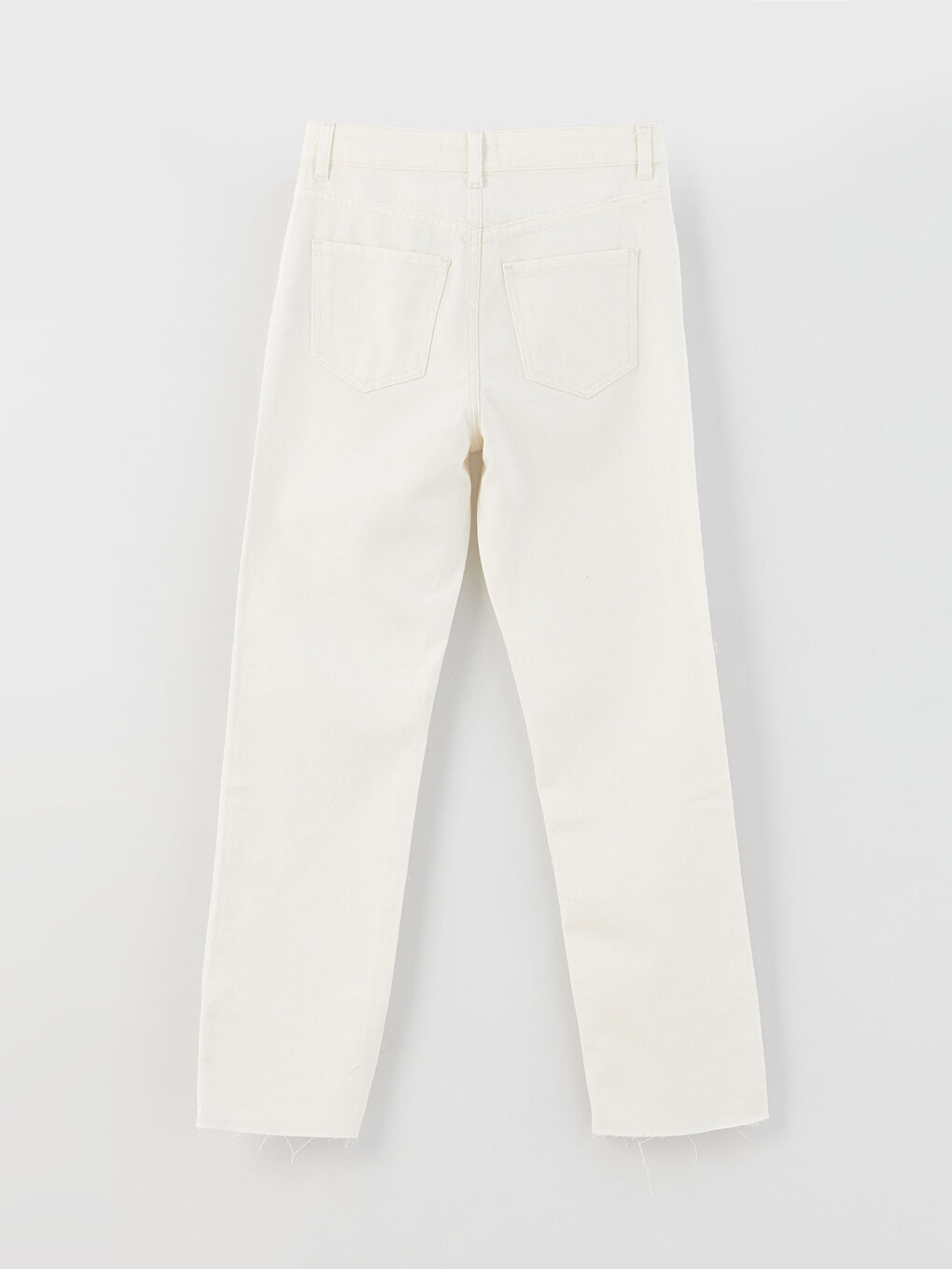 Ekru Yüksek Bel Straight Kadın Jean Pantolon-6