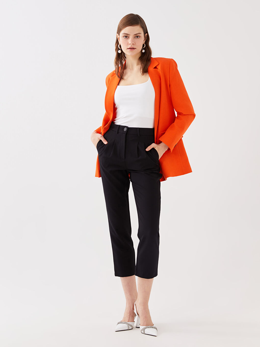 Pantalon Régulier Coupe Ample Taille Haute pour Femmes